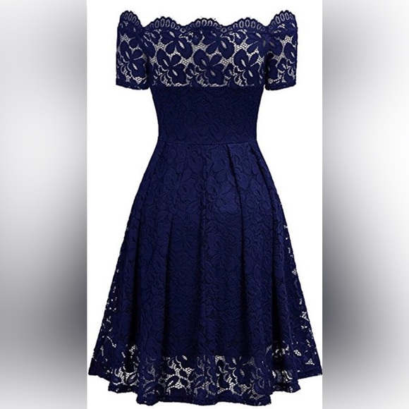 #011 MISSMAY Women's Vintage Floral Lace Short Sleeve Boat Neck Cocktail. - Picture 3 of 9